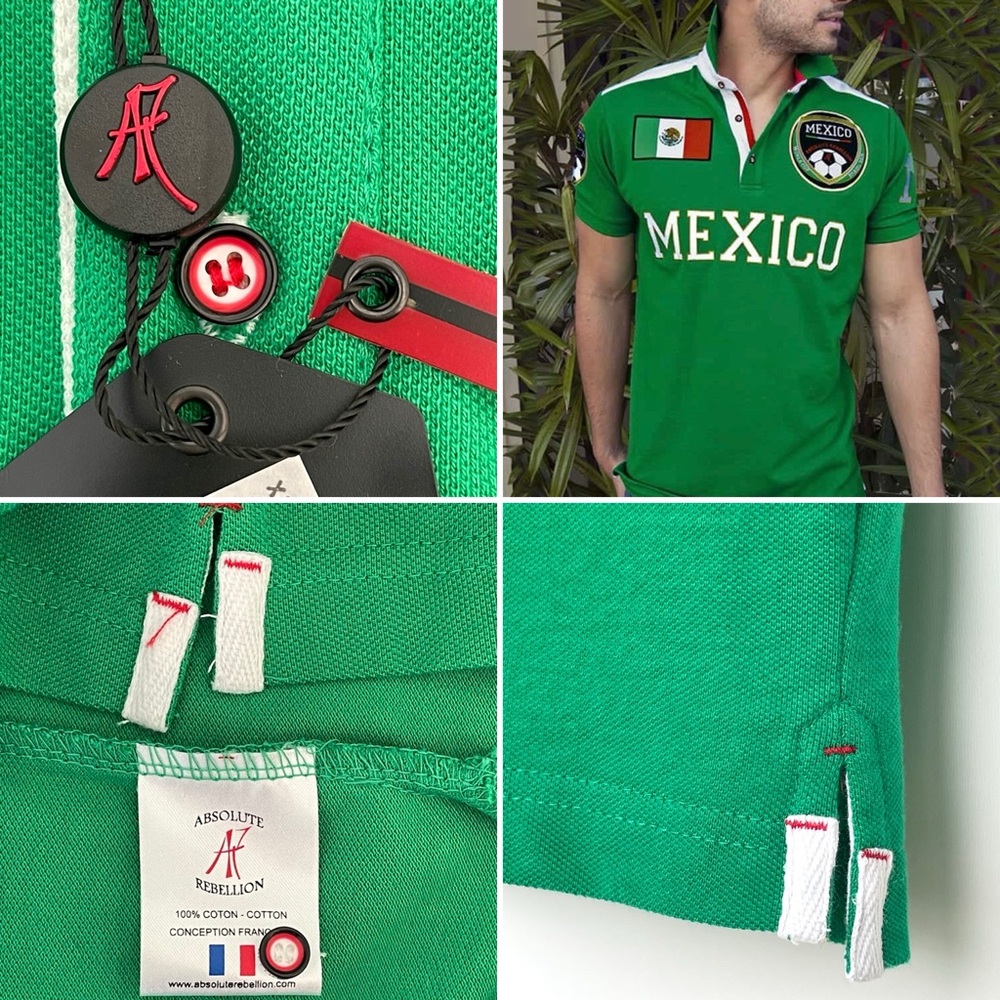 Absolute Rebellion Polo Word Cup Brasil 2014 Mexico Short Sleeve Stretch - Picture 15 of 16